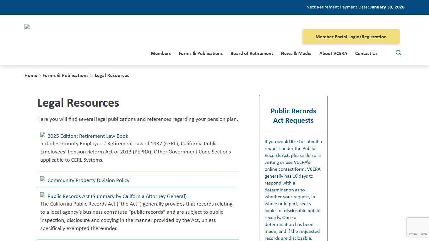 Legal Resources - Ventura County Employees' Retirement Association